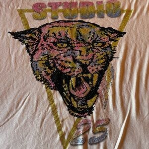 Zadig & Voltaire Beige Label Tee with Crystal design Large